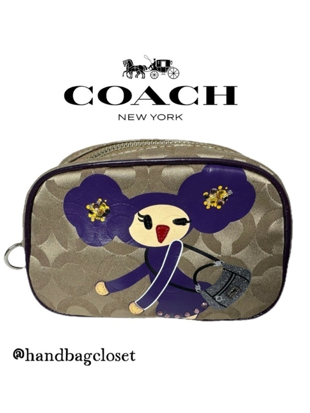 Coach Poppy Chan Violette Japanese Rare Signature C Purple Cosmetic Make-Up Bag